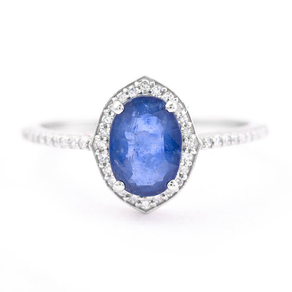 1.55 Ct Oval Mixed Cut Natural Sapphire 950 Platinum Ring