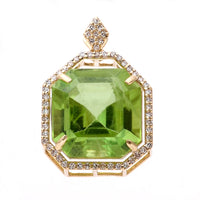 10.30 Ct Octagon Natural Eridot 14K Gold Pendant