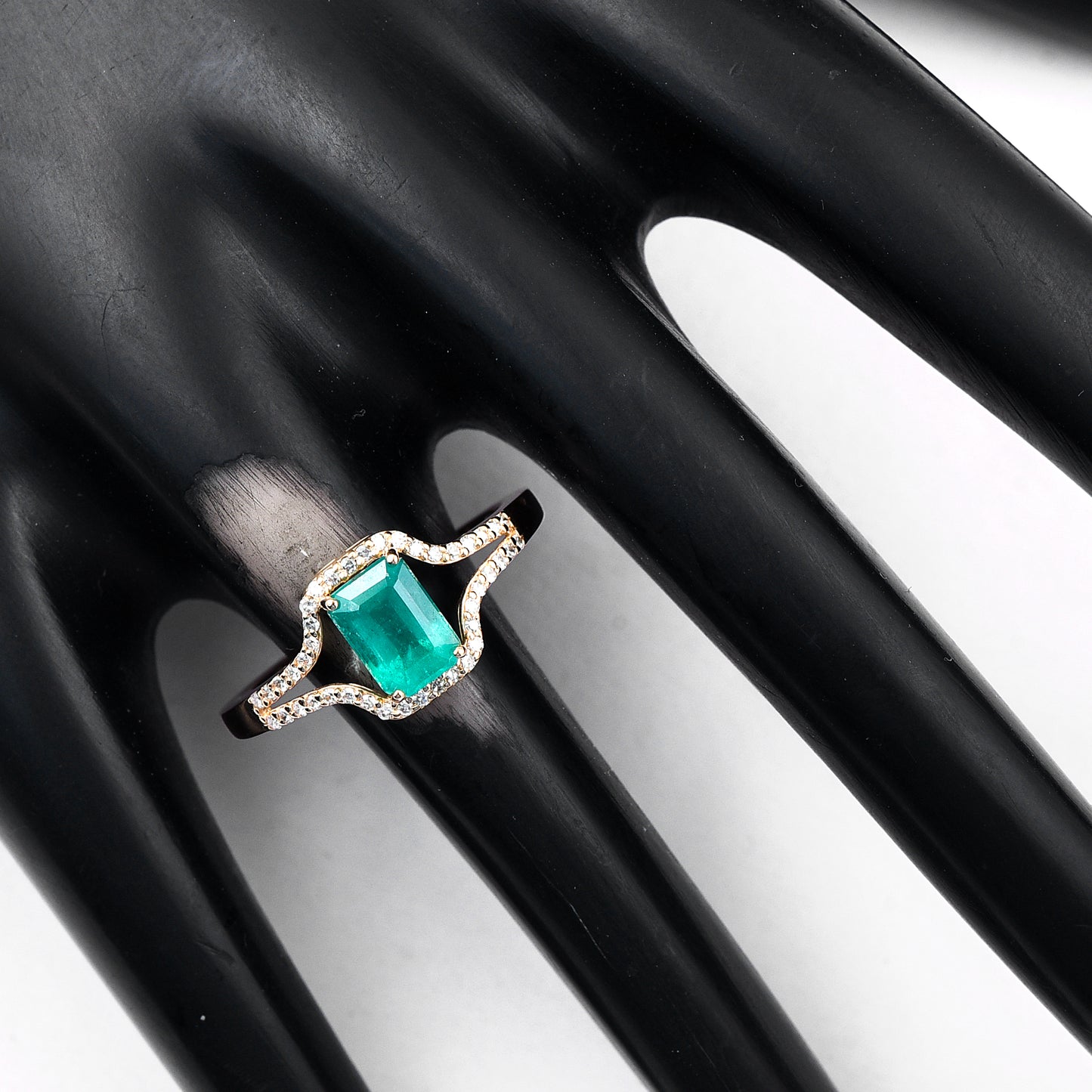 1.07 Ct Octagon Step Cut Natural Emerald 14K Gold Ring