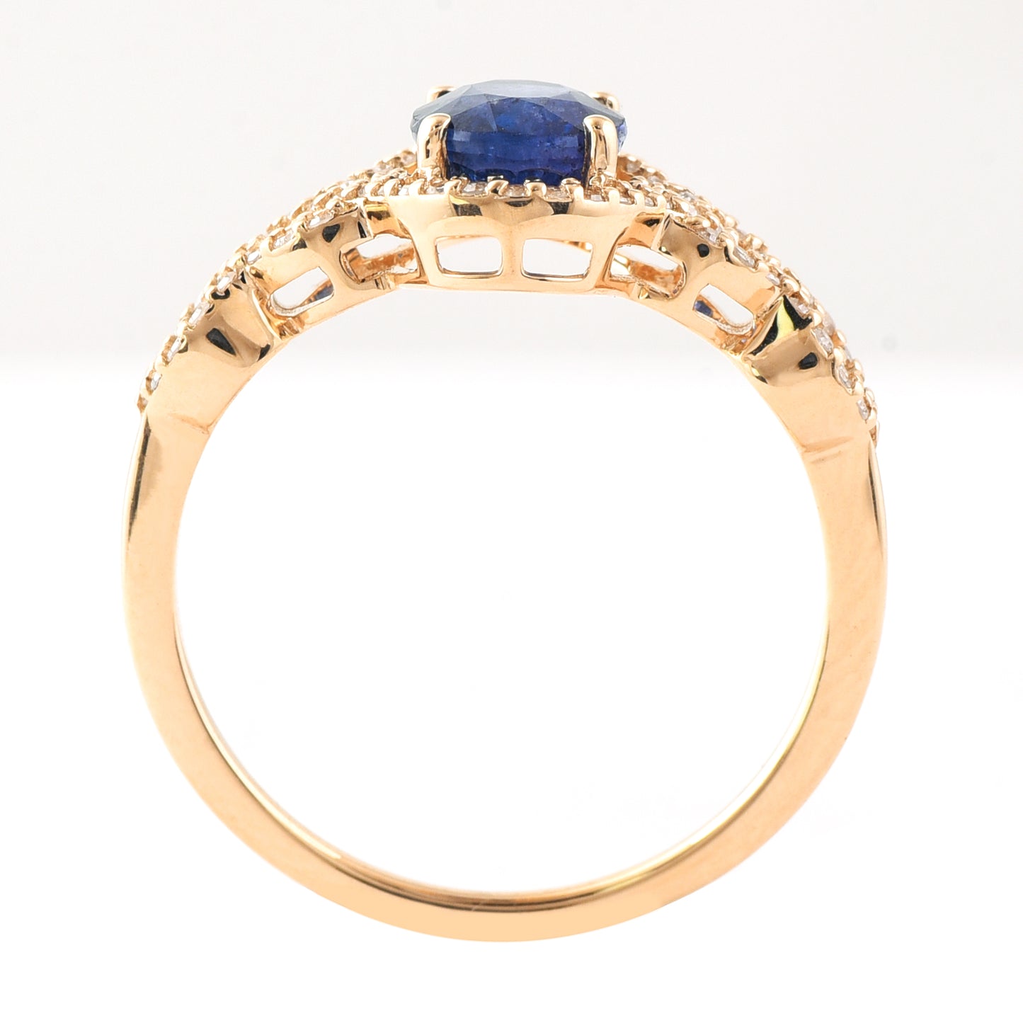 1.49 Ct Oval Mixed Cut Natural Sapphire 14K Gold Ring