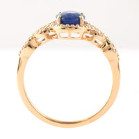 1.49 Ct Oval Mixed Cut Natural Sapphire 14K Gold Ring