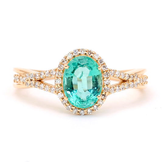 1.25 Ct Oval Mixed Cut Natural Emerald 14K Gold Ring