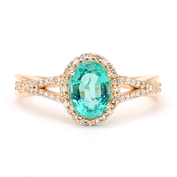 1.25 Ct Oval Mixed Cut Natural Emerald 14K Gold Ring