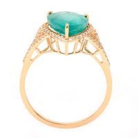 3.70 Ct Pear Natural Emerald 14K Gold Ring