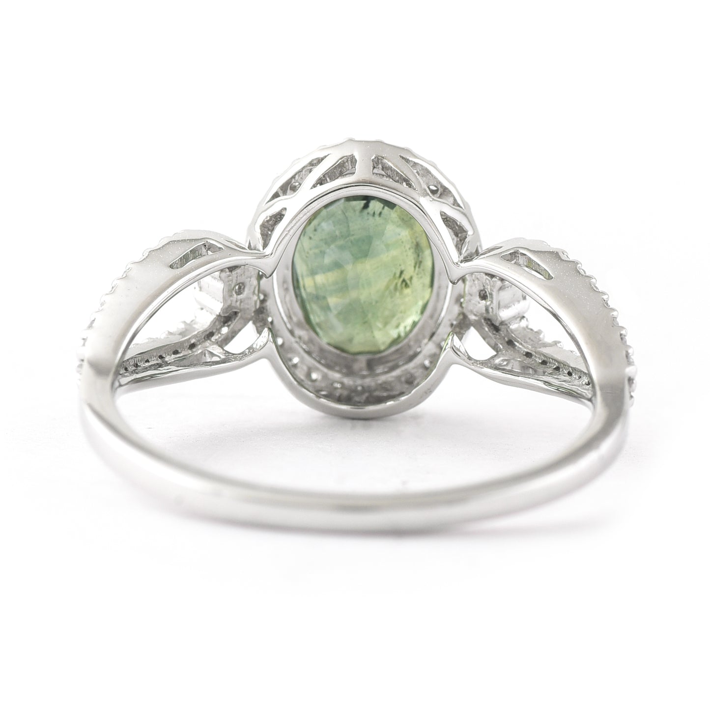 2.24 Ct Oval Mixed Cut Natural Green Sapphire 950 Platinum Ring