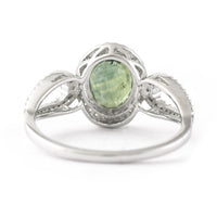 2.24 Ct Oval Mixed Cut Natural Green Sapphire 950 Platinum Ring