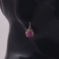 2.64 Ct Pear Ruby 9K Gold Earrings