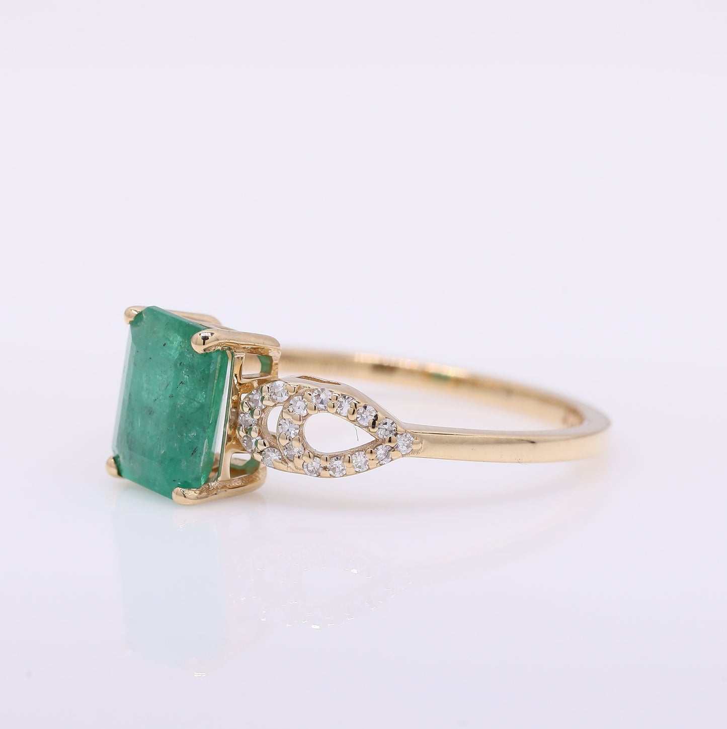 1.44 Ct Octagon Step Cut Natural Emerald 14K Gold Ring