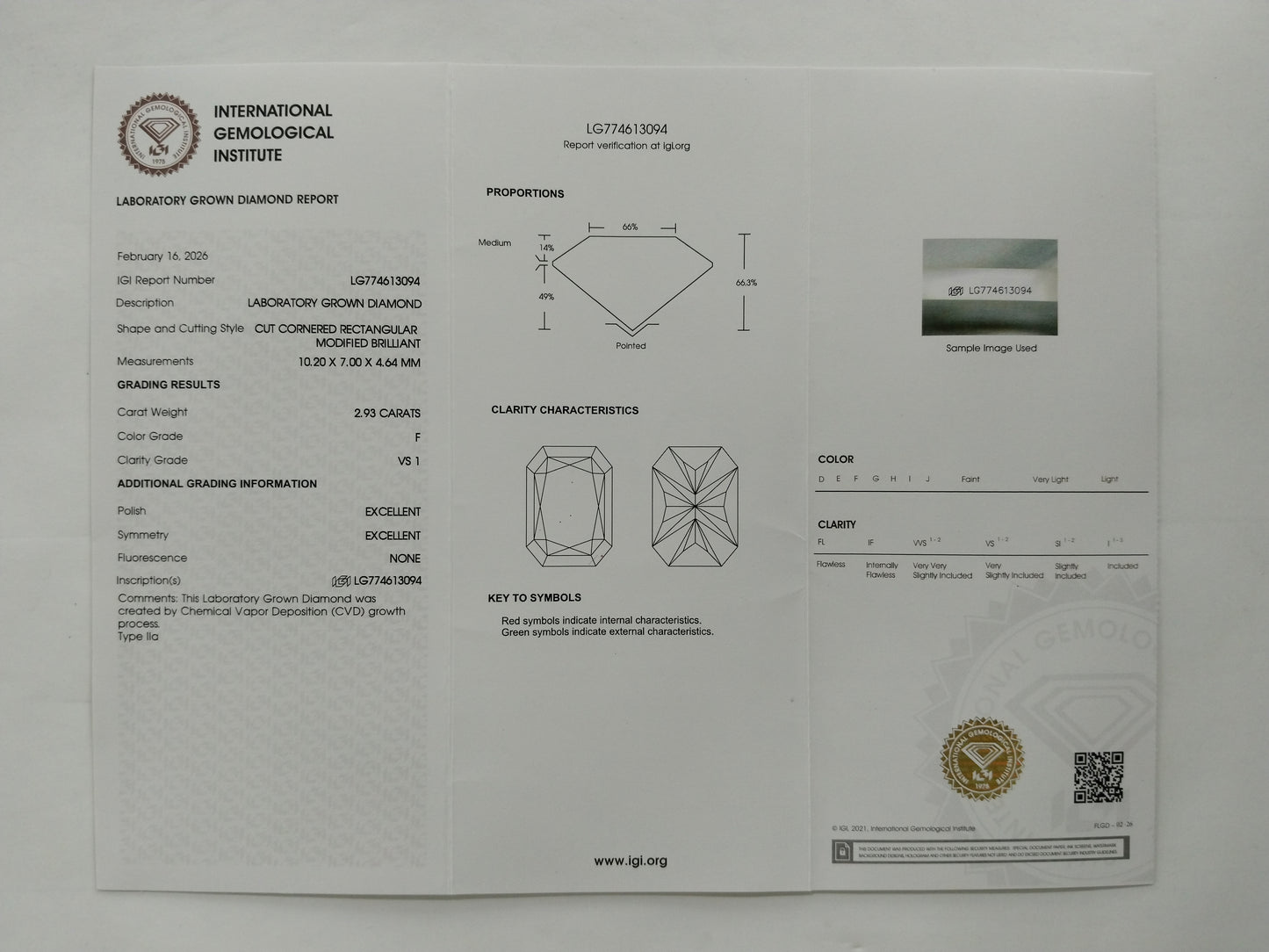 3.63 Ct Cut Cornered Rectangular Modified Brilliant Lab Grown Diamond 950 Platinum Ring