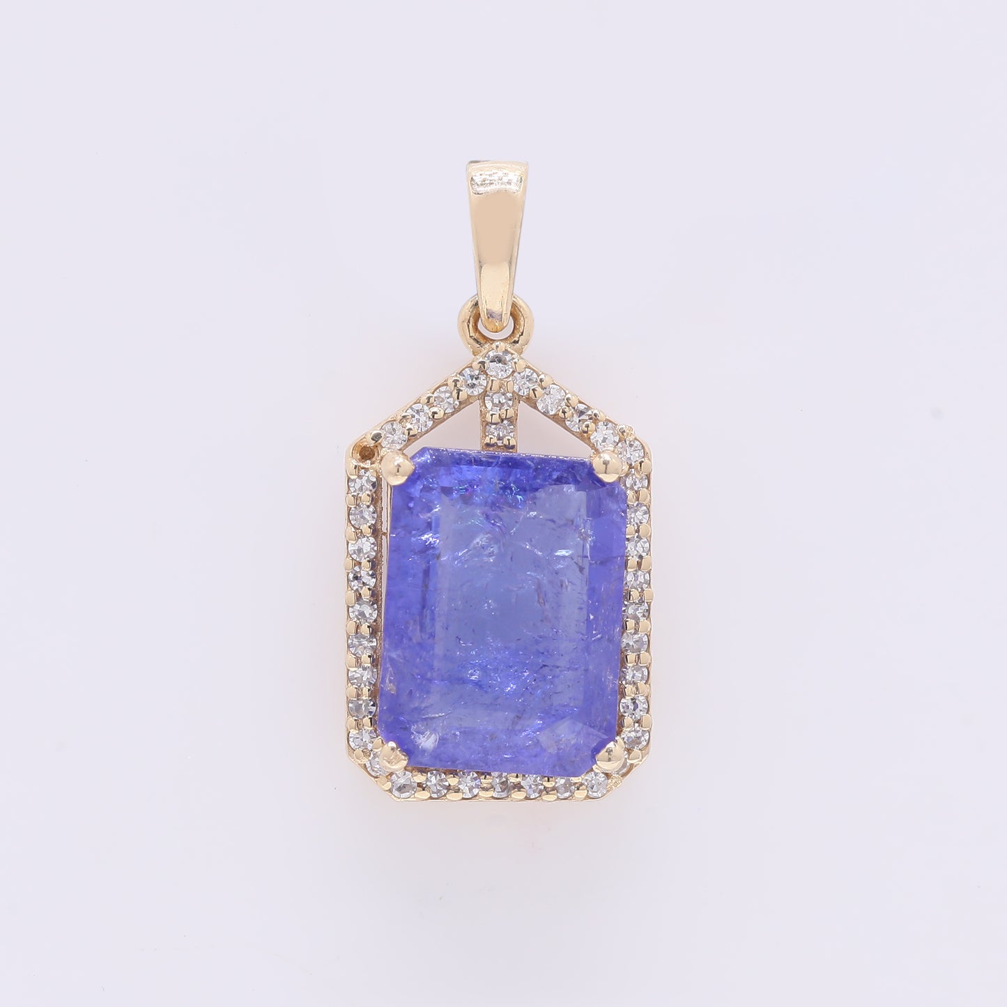 3.12 Ct Octagon Step Cut Natural Tanzanite 14K Gold Pendant