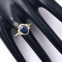 3.03 Ct Oval Mixed Cut Natural Sapphire 14K Gold Ring