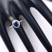 1.68 Ct Oval Mixed Cut Natural Sapphire 14K Gold Ring