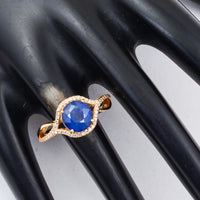 3.45 Ct Cushion Mixed Cut Natural Sapphire 14K Gold Ring