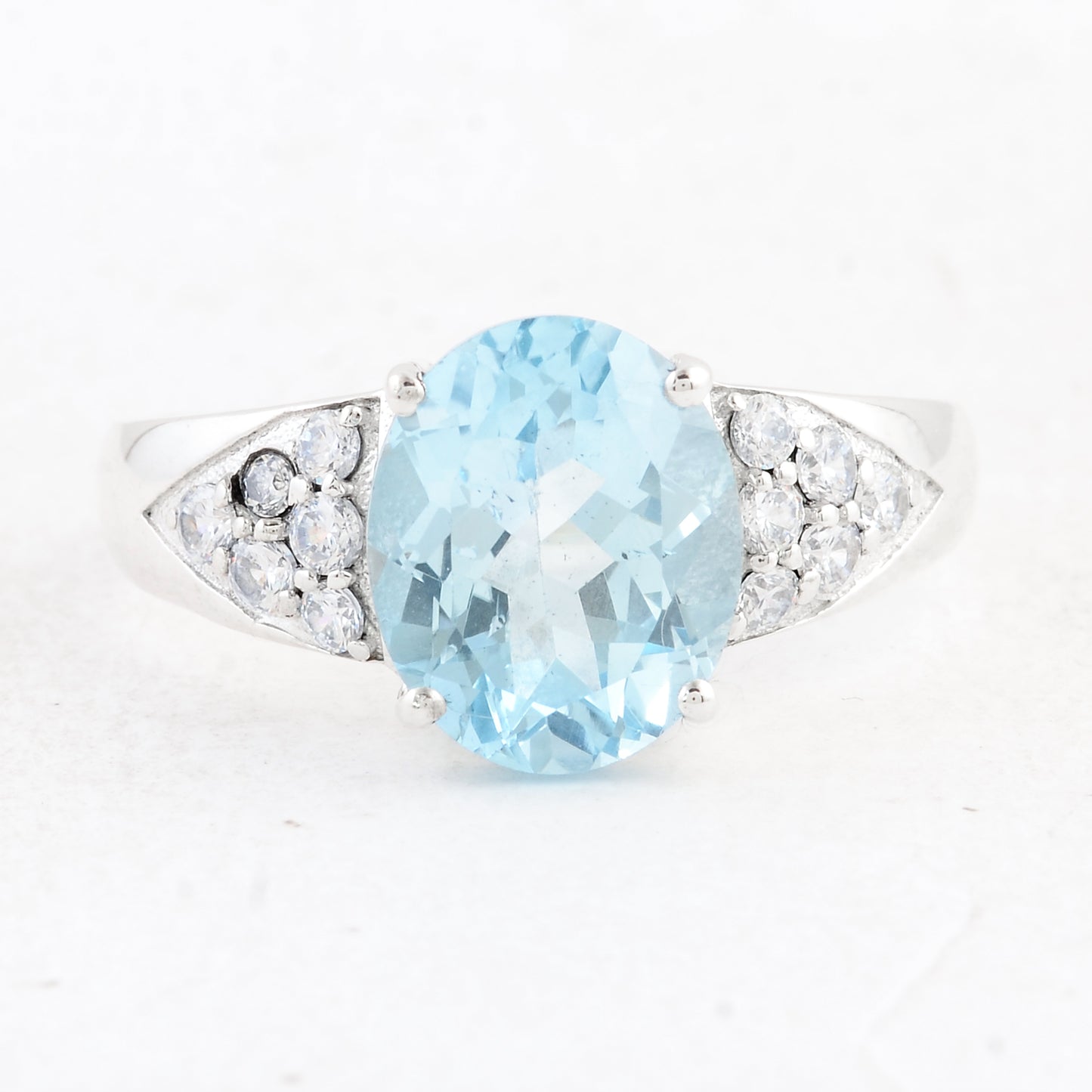 5.01 Ct Oval Swiss Blue Topaz 925 Sterling Silver Ring