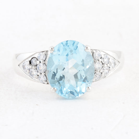 5.01 Ct Oval Swiss Blue Topaz 925 Sterling Silver Ring