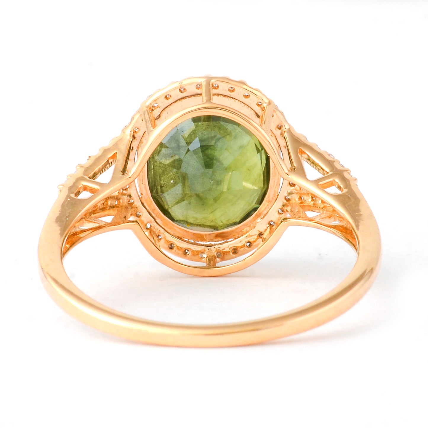4.04 Ct Oval Mixed Cut Natural Green Sapphire 14K Gold Ring