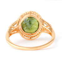 4.04 Ct Oval Mixed Cut Natural Green Sapphire 14K Gold Ring