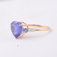 3.82 Ct Pear, Round Tanzanite 14K Gold Ring