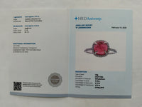 2.63 Ct Cushion Cabochon Cut Natural Pink Tourmaline 950 Platinum Ring