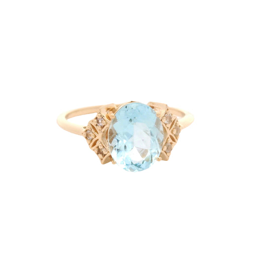 1.71 Ct Oval Aquamarine 14K Gold Ring