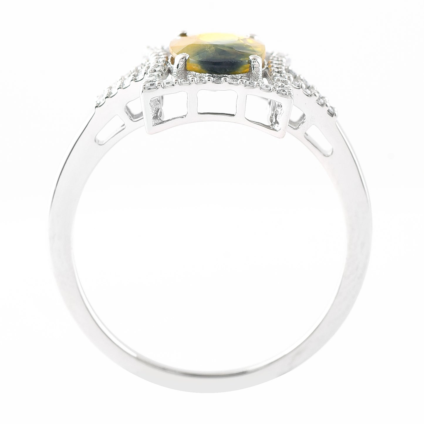 1.80 Ct Oval Mixed Cut Natural Bi-Coloured Sapphire 950 Platinum Ring