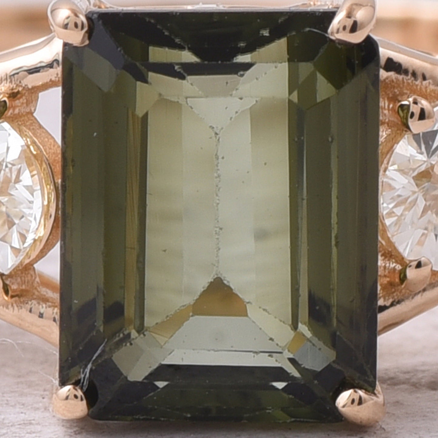 2.40 Ct Octagon Step Cut Natural Green Tourmaline 14K Gold Ring