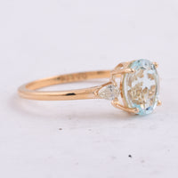 1.52 Ct Oval Natural Aquamarine 14K Gold Ring