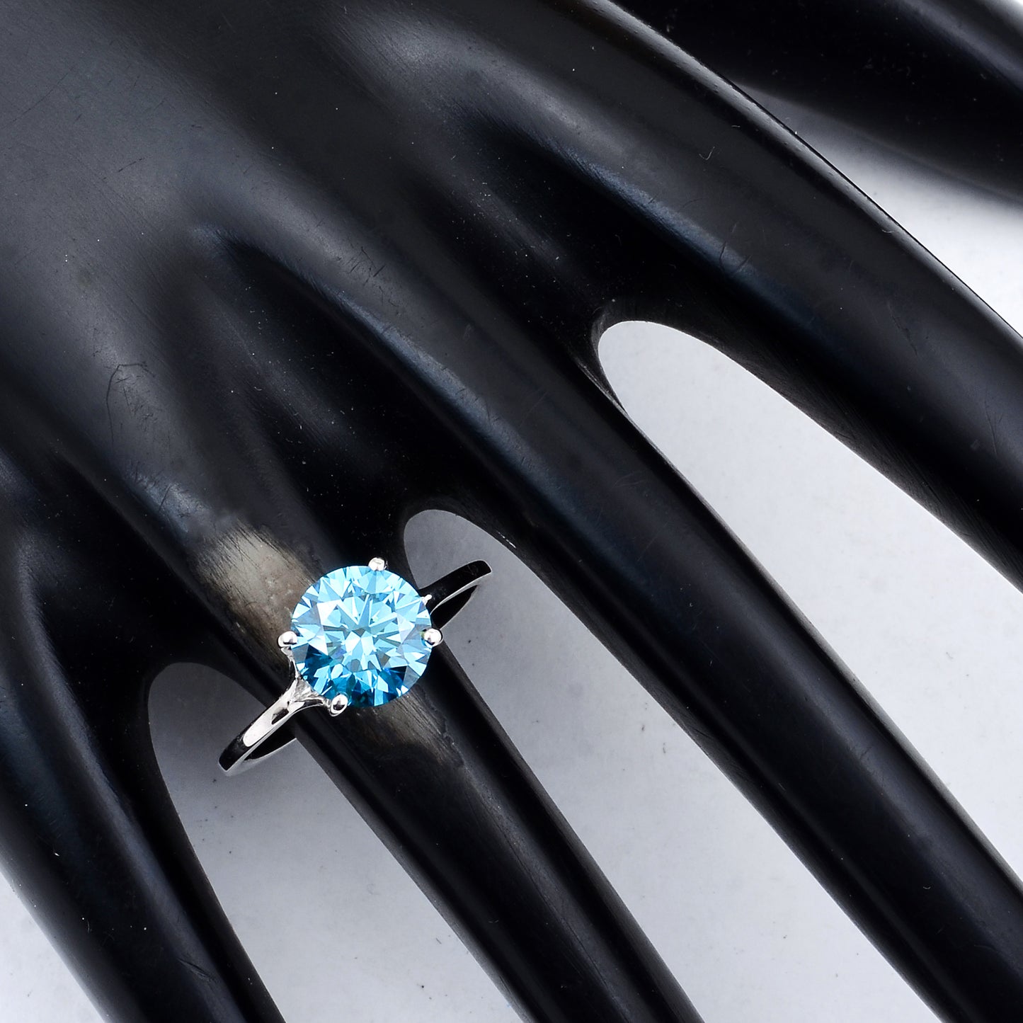 3.04 Carats Blue Lab Grown Diamond 14K Gold Ring