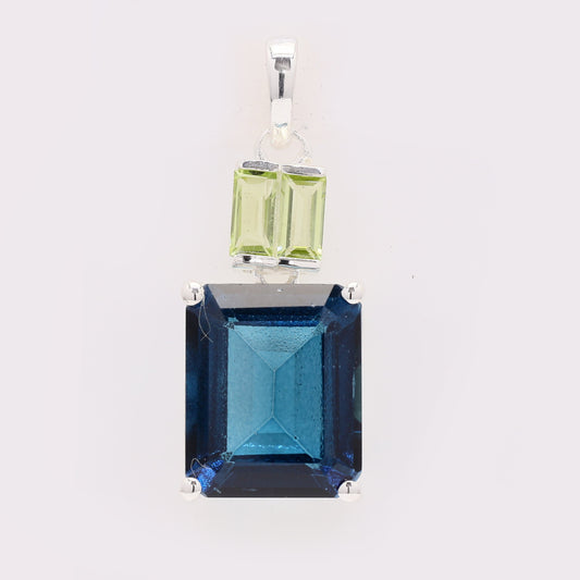 7.26 Ct Octagon Lbt Color Topaz 925 Silver Pendant