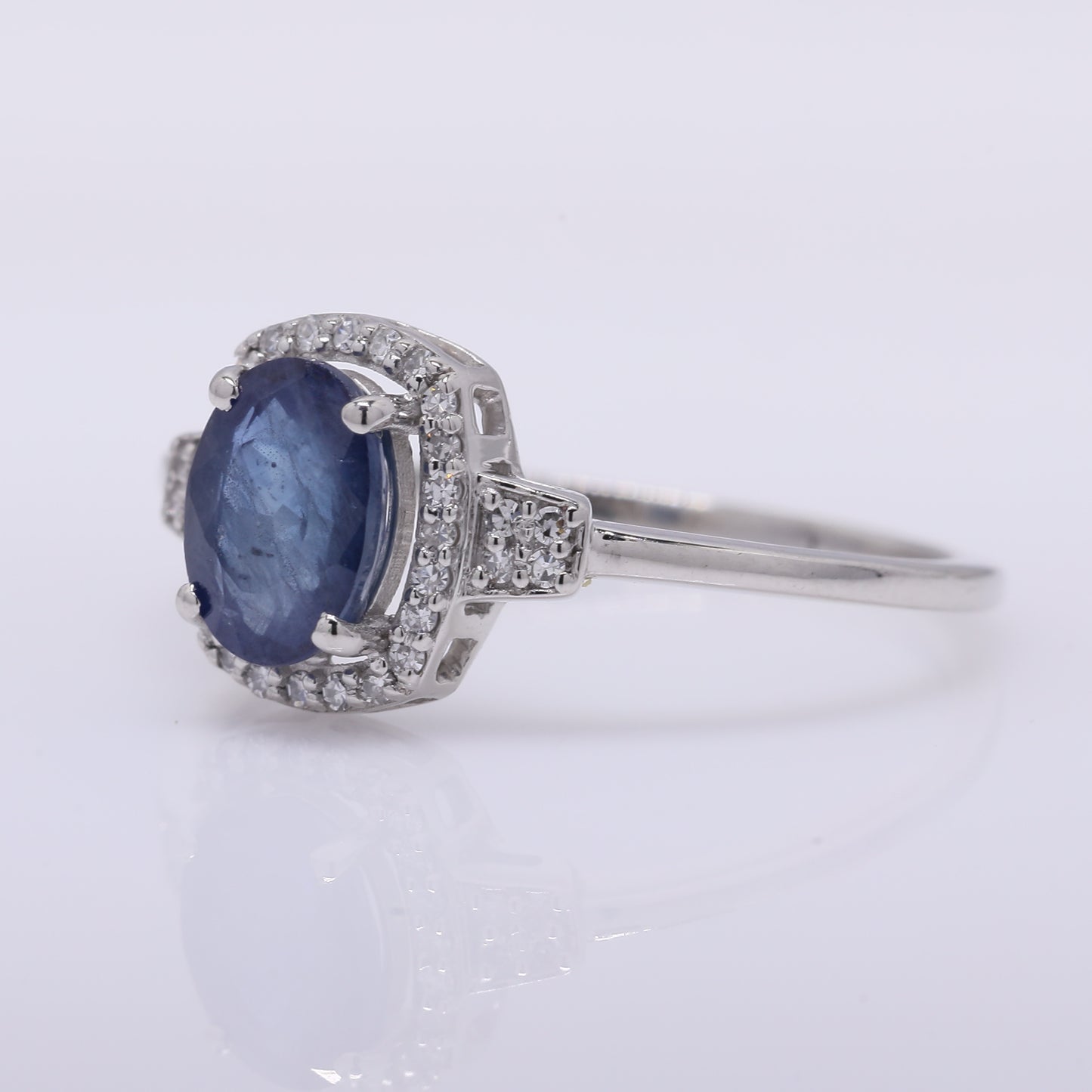 1.38 Ct Oval Mixed Cut Natural Sapphire 950 Platinum Ring