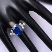 9.04 Ct Oval Blue Sapphire 18K Gold Ring