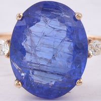 6.06 Ct Oval Natural Tanzanite 14K Gold Ring
