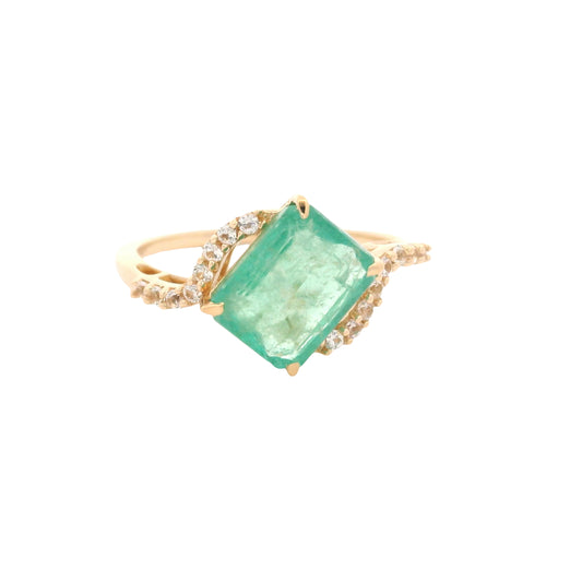 2.32 Ct Octagon Emerald 14K Gold Ring