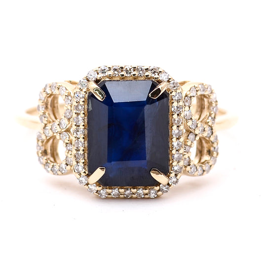 2.51 Ct Octagon Natural Sapphire 14K Gold Ring