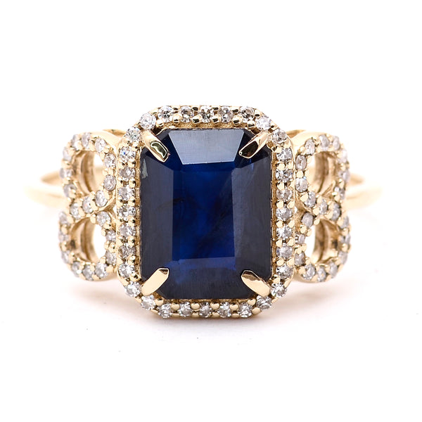 2.51 Ct Octagon Natural Sapphire 14K Gold Ring