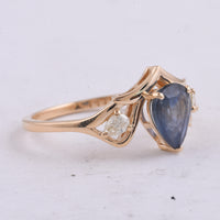 1.53 Ct Pear Natural Sapphire 14K Gold Ring