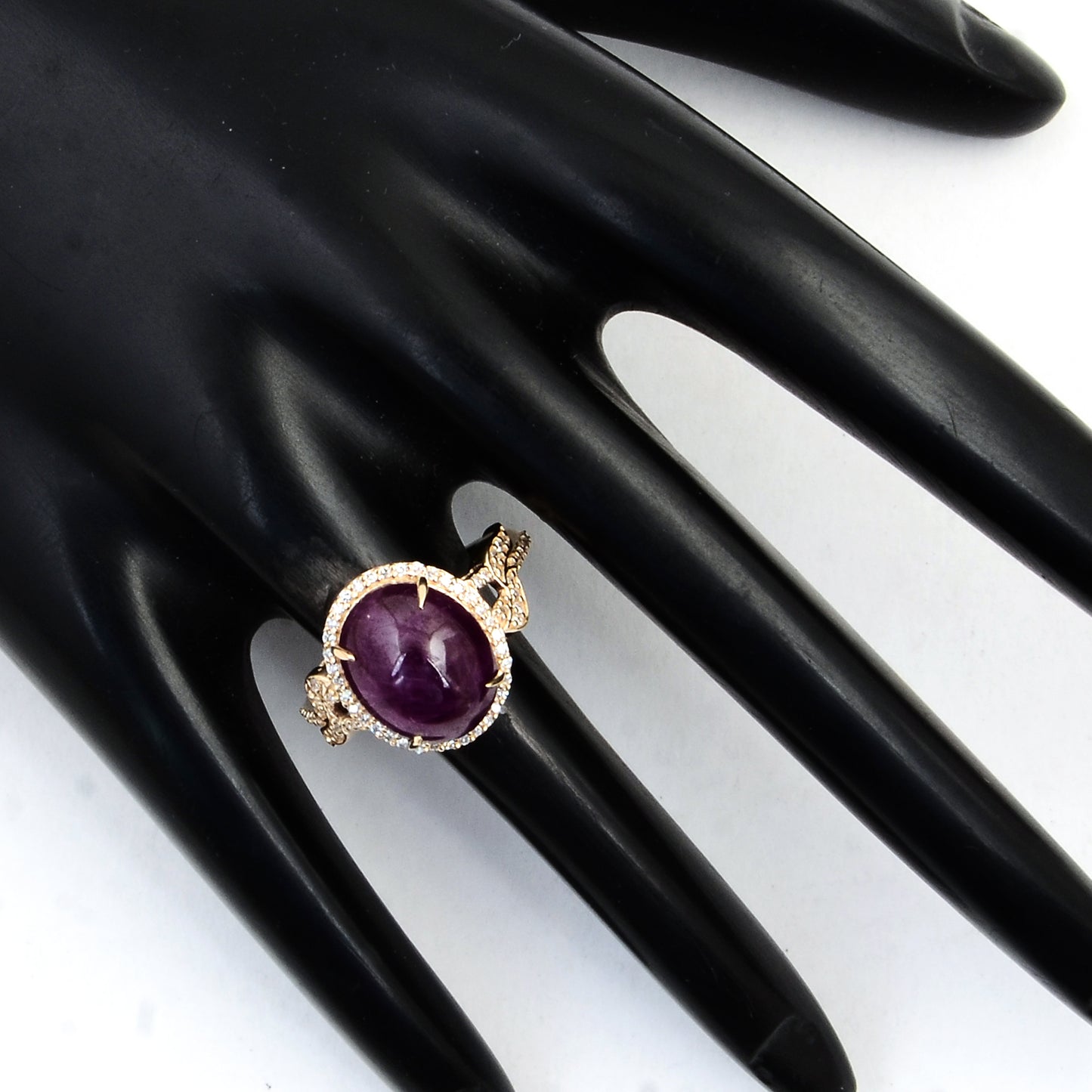 7.24 Ct Oval Cabochon Natural Corundum Ruby 14K Gold Ring
