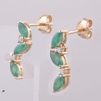 1.17 Ct Marquise Natural Emerald 14K Gold Earrings