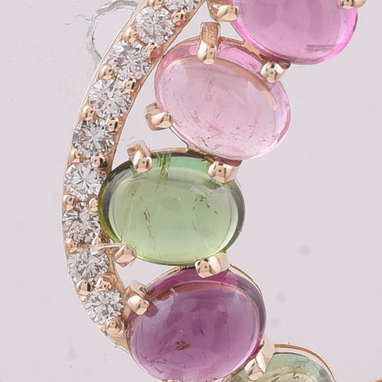2.72 Ct Oval Cabochon Cut Natural Multi-Coloured Tourmaline 14K Gold Pendant