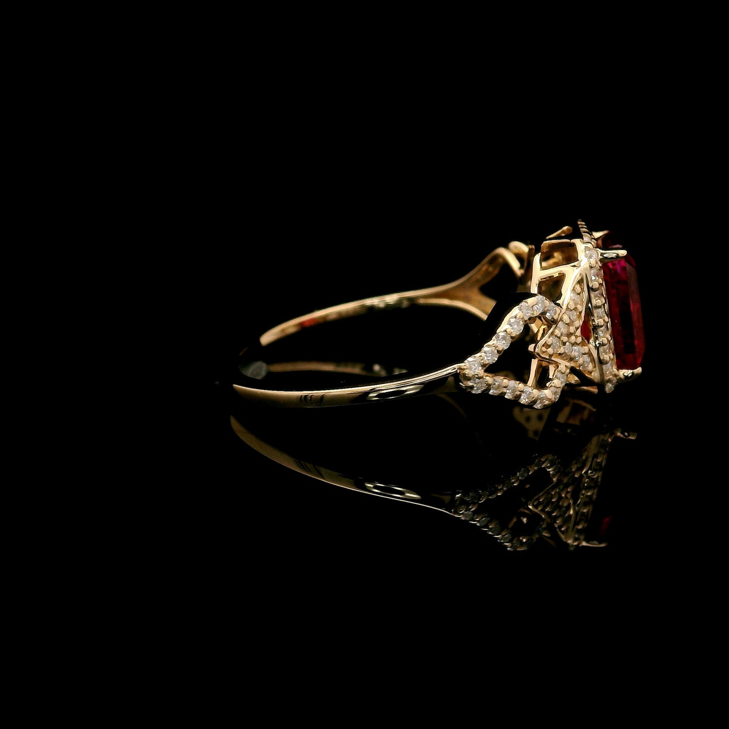 1.99 Ct Emerald Cut Lab Grown Ruby 14K Gold Ring