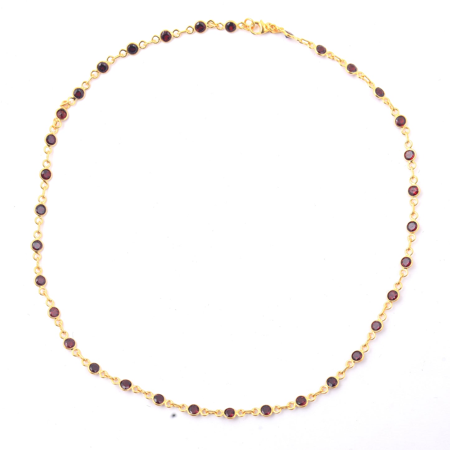 10.84 Ct Round Garnet 925 Sterling Silver Necklace