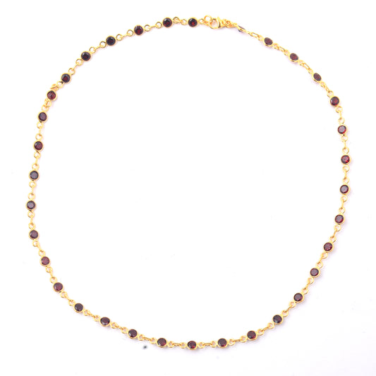10.84 Ct Round Garnet 925 Sterling Silver Necklace