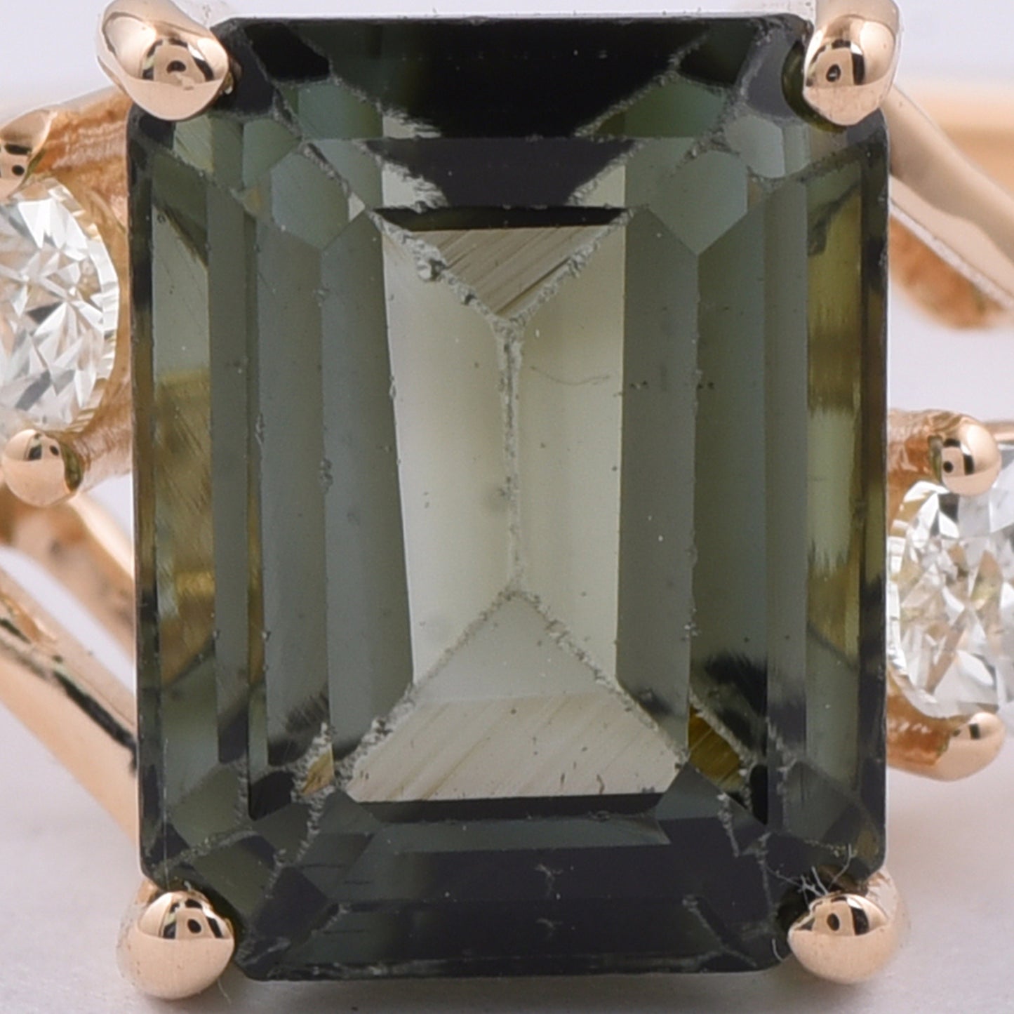 3.38 Ct Octagon Step Cut Natural Tourmaline 14K Gold Ring