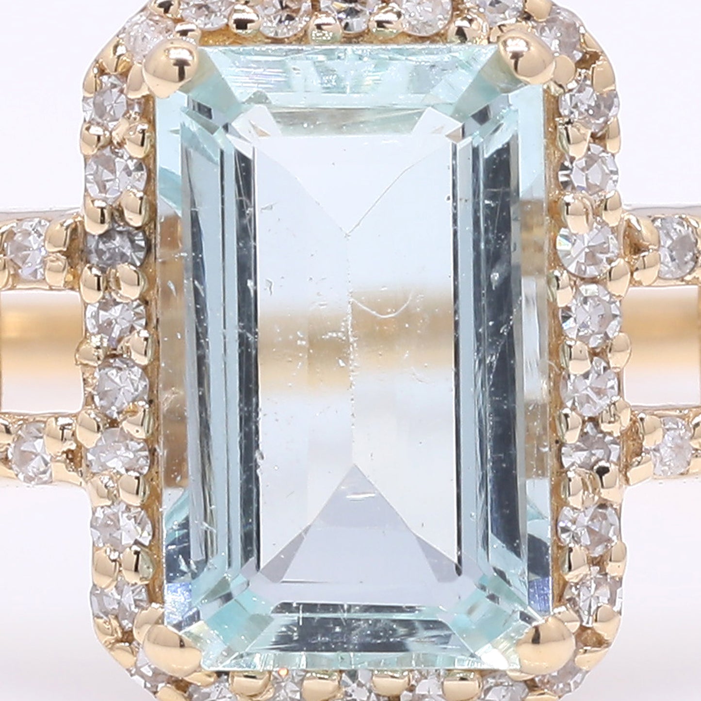 1.54 Ct Octagon Step Cut Natural Aquamarine 14K Gold Ring