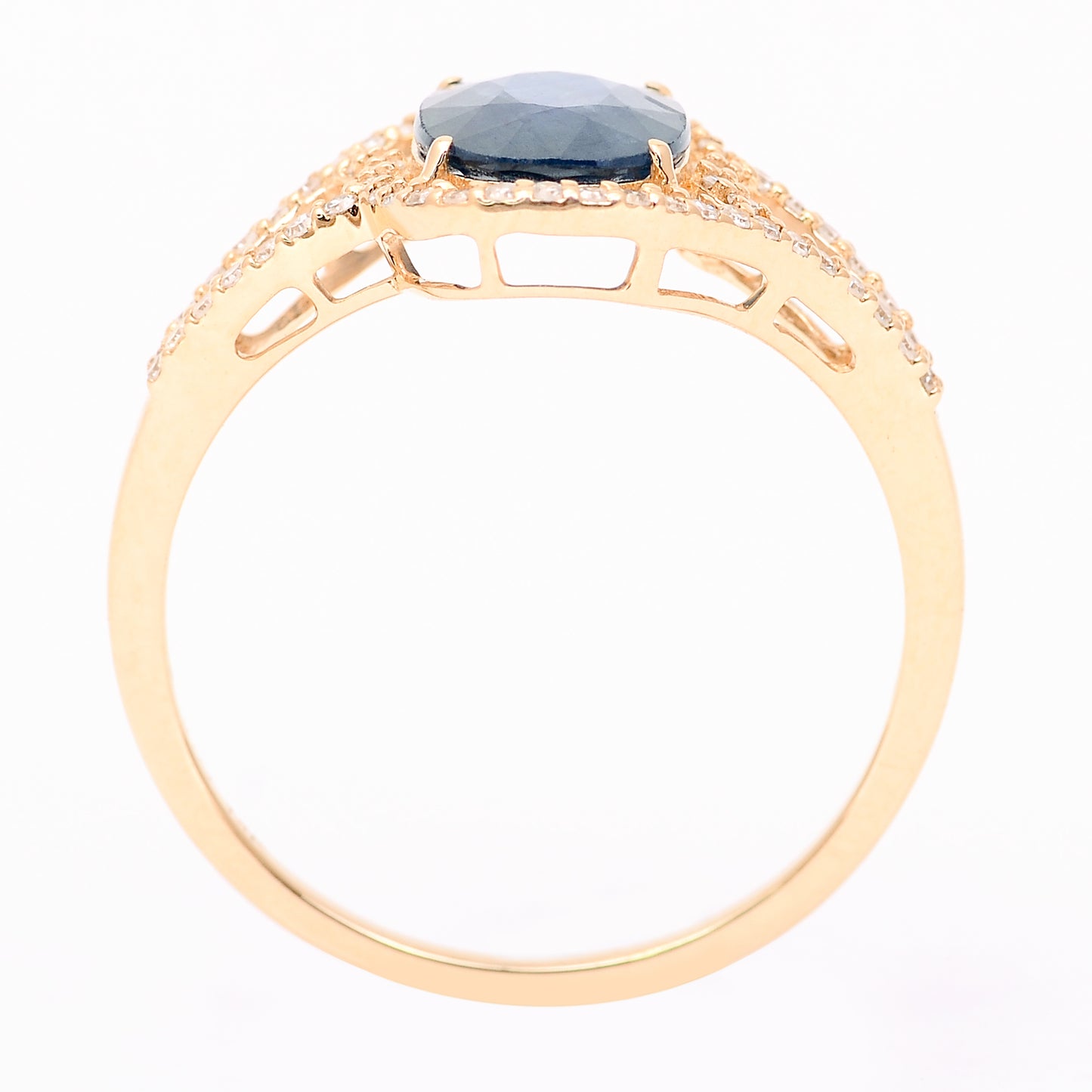 1.76 Ct Cushion Mixed Cut Natural Sapphire 14K Gold Ring