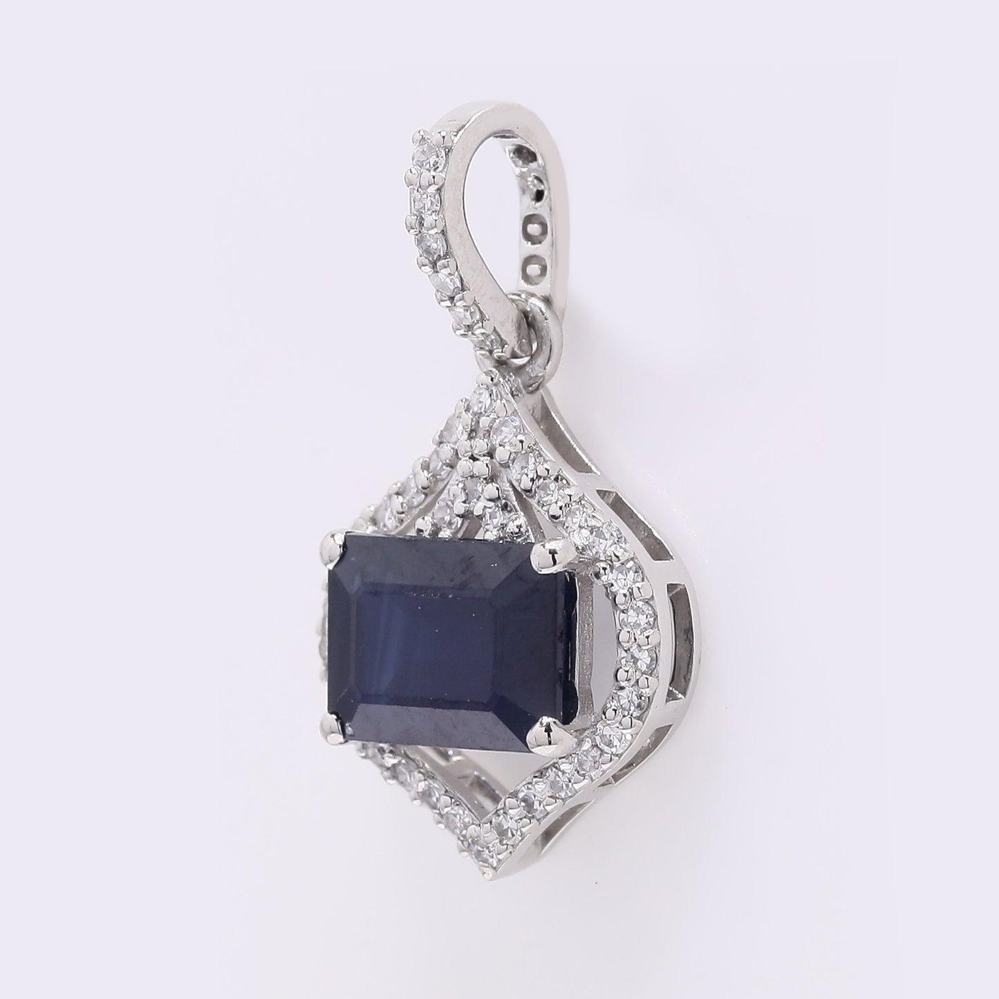 1.44 Ct Octagon Step Cut Natural Sapphire 950 Platinum Pendant