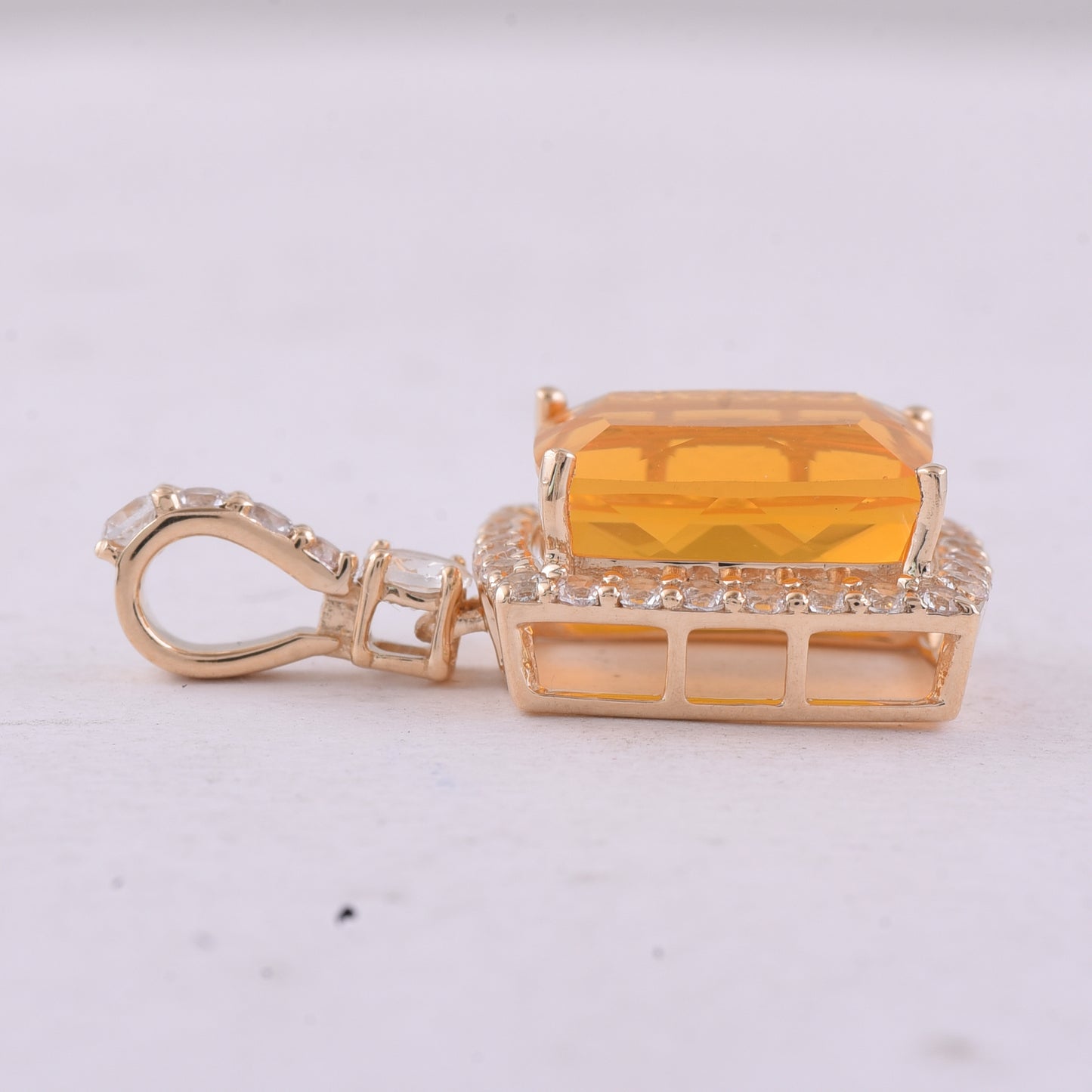 3.43 Ct Cushion Fire Opal 9K Gold Pendant