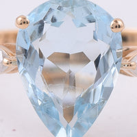 1.75 Ct Pear Natural Aquamarine 14K Gold Ring