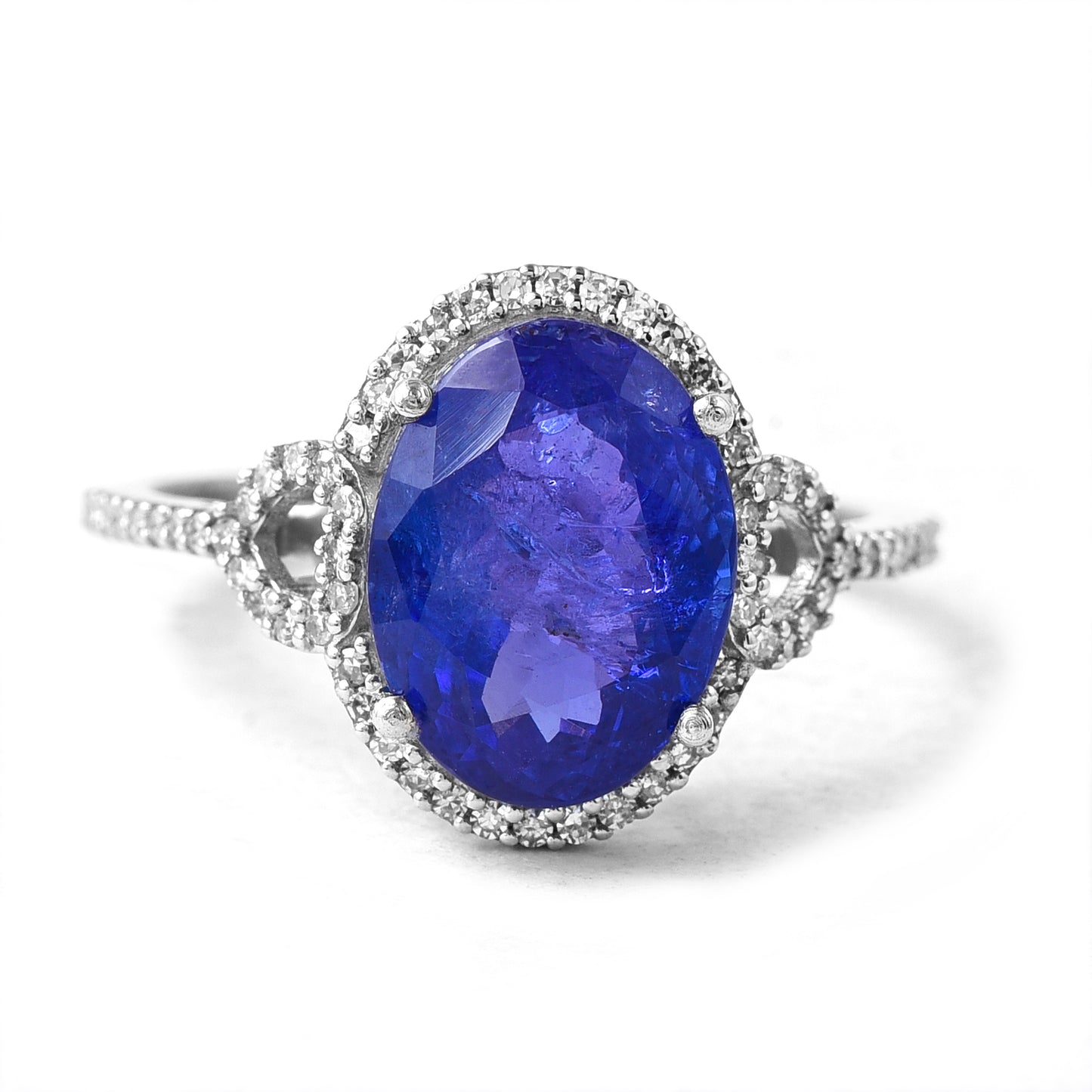 3.10 Ct Oval Mixed Cut Natural Tanzanite 950 Platinum Ring