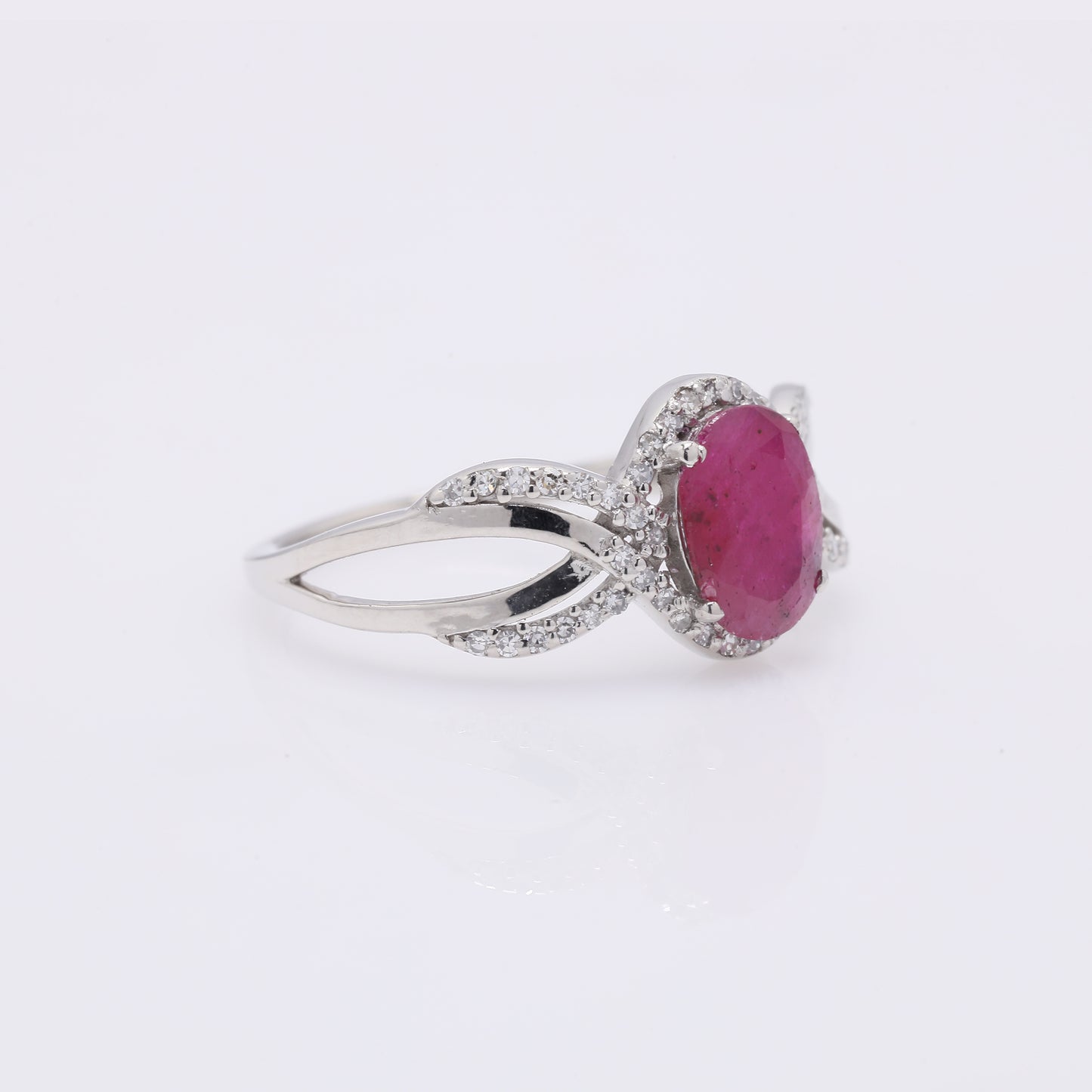 1.05 Ct Oval Mixed Cut Natural Ruby 950 Platinum Ring